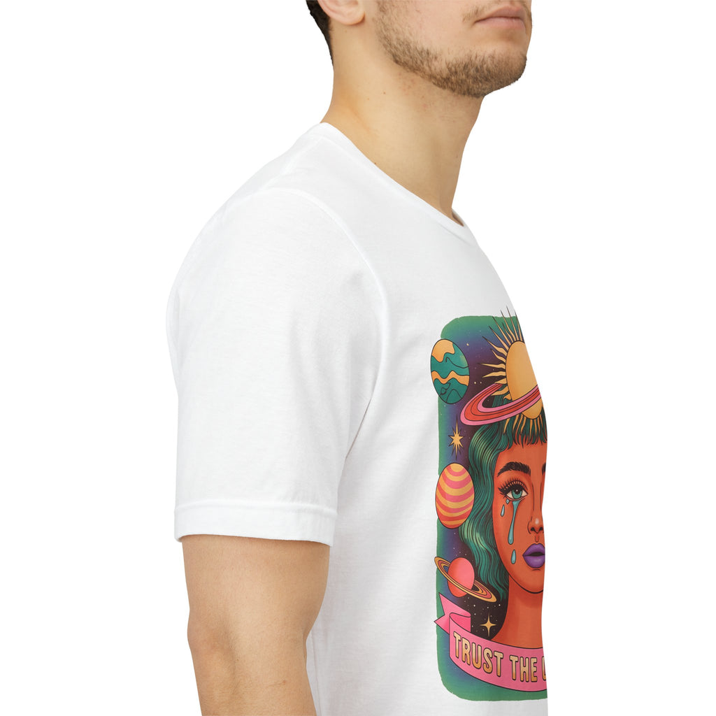 Trust the Universe Tee — Psychedelic Cosmic Portrait T-Shirt