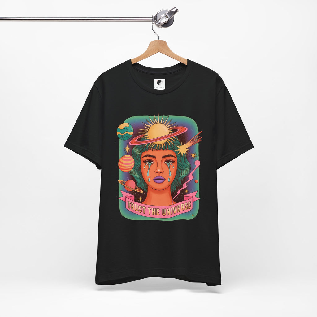 Trust the Universe Tee — Psychedelic Cosmic Portrait T-Shirt