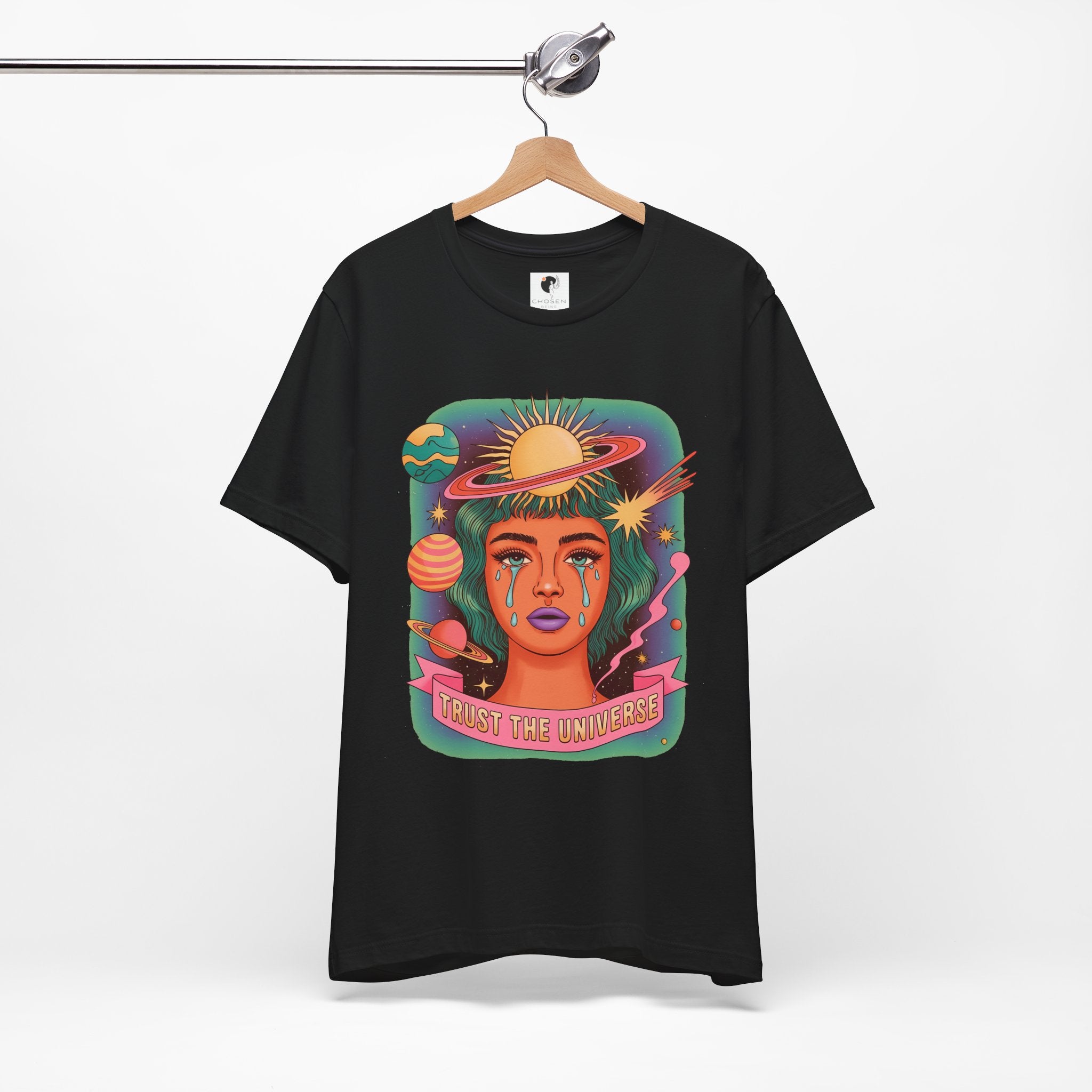 Trust the Universe Tee — Psychedelic Cosmic Portrait T-Shirt