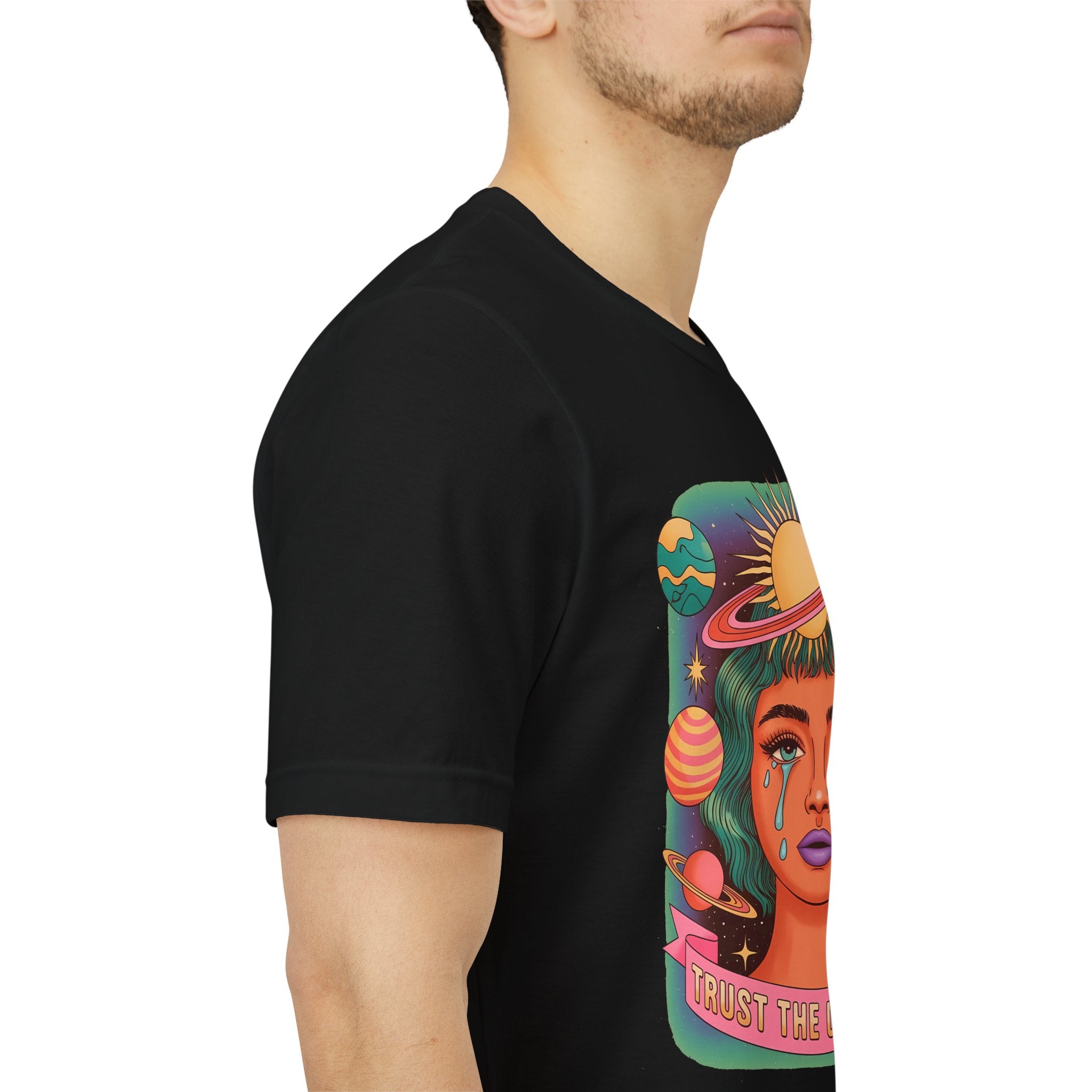 Trust the Universe Tee — Psychedelic Cosmic Portrait T-Shirt