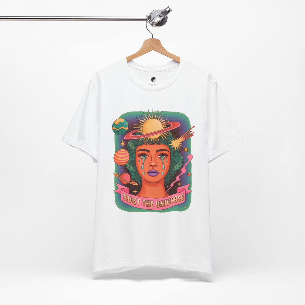 Trust the Universe Tee — Psychedelic Cosmic Portrait T-Shirt