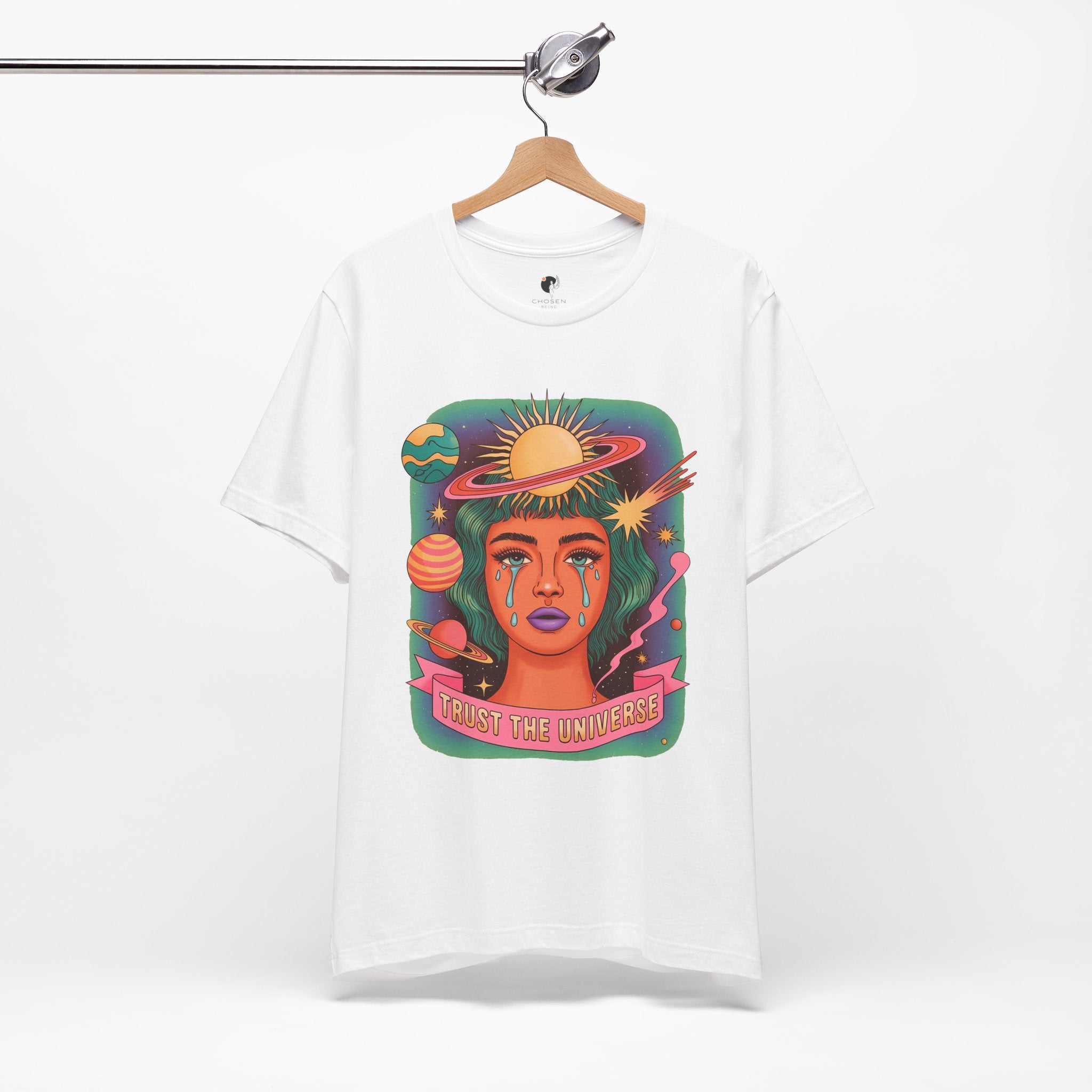 Trust the Universe Tee — Psychedelic Cosmic Portrait T-Shirt