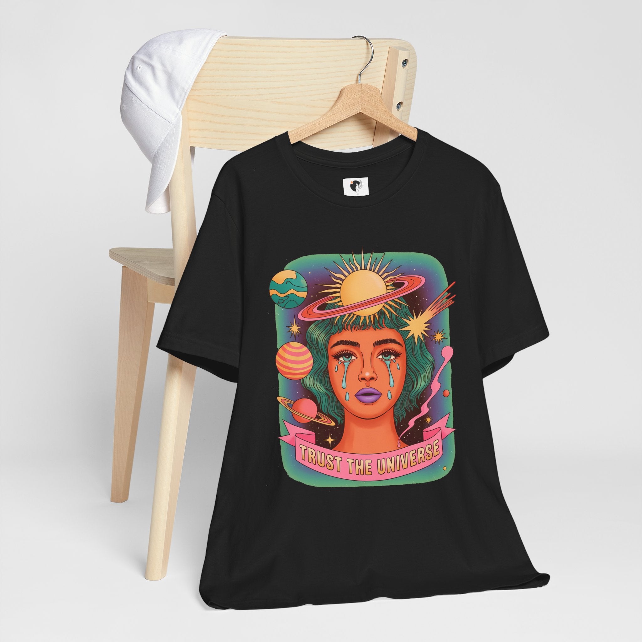 Trust the Universe Tee — Psychedelic Cosmic Portrait T-Shirt